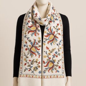 Soft Woolen Embroidered Scarf – Stretchable Dupatta & Stylish Stole in Multiple Colors, perfect for windy winters